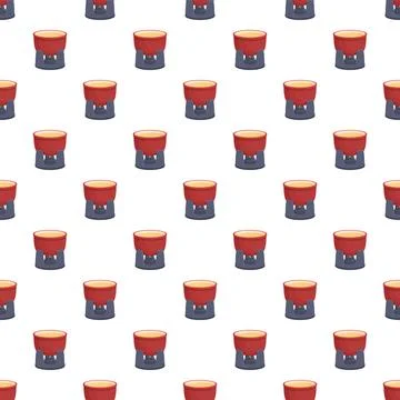 Repeating cheese fondue pot pattern on white background Illustrazione stock