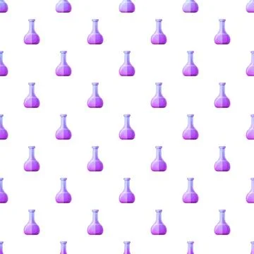 Repeating chemistry flask pattern with purple liquid Stock Illustration