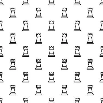 Repeating chess rook pieces geometric seamless pattern background Stock Illustration