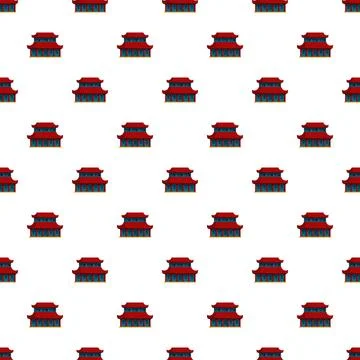 Repeating chinese temple pattern on white background Stock Illustration