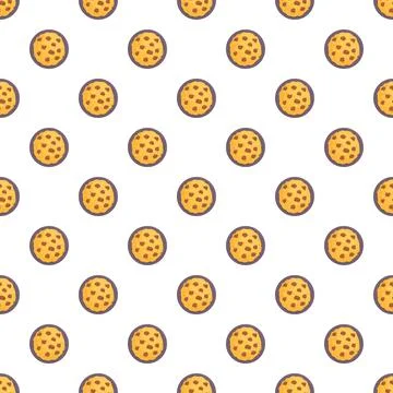 Repeating chocolate chip cookie pattern on white background 스톡 일러스트