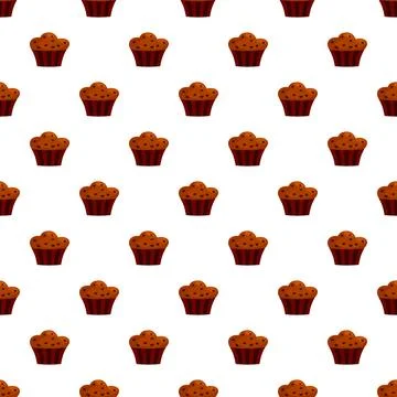 Repeating chocolate muffins seamless pattern for bakery design Stock Illustration