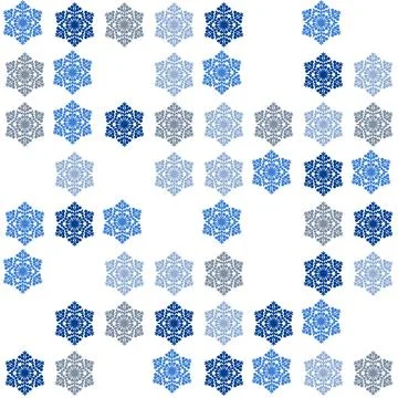 Repeating christmas seamless pattern, geometric snowflake white blue tile mos Stock Illustration