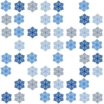 Repeating christmas seamless pattern, geometric ornament snowflake white blue 스톡 일러스트