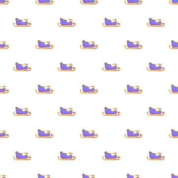 Repeating christmas sleigh pattern in purple and gold 스톡 일러스트