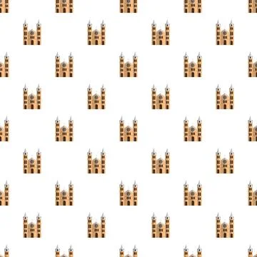 Repeating church building pattern creating religious background Stock Illustration