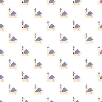 Repeating church building pattern on white background イラスト素材