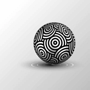 Repeating circles pattern sphere with realistic light and shadow.  3D ball icon 스톡 일러스트
