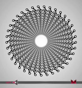 Repeating circular black and white pattern. Round background for Auto design. Ilustração Stock