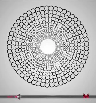 Repeating circular black and white pattern. Round background for design. Ilustração Stock