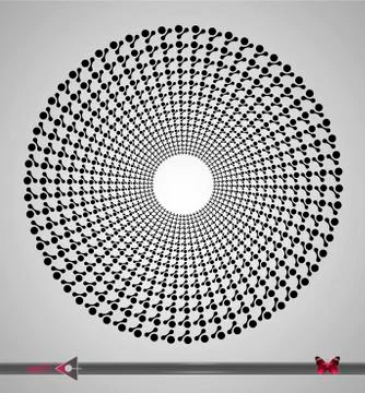 Repeating circular black and white pattern. Round background for technology,  Illustrazione stock