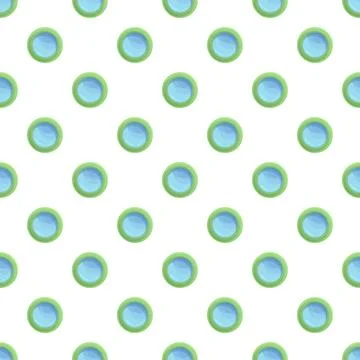 Repeating circular pattern showing green bordered blue rings Illustrazione stock