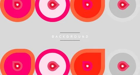 Repeating circular patterns dominate image. Pink, red, gray tones create mode Stock Illustration