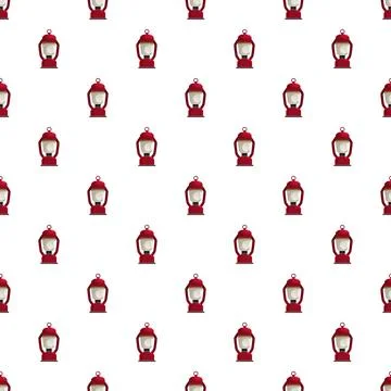 Repeating classic camping lantern pattern on white background 스톡 일러스트