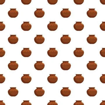 Repeating clay pots pattern on white background Stockillustratie