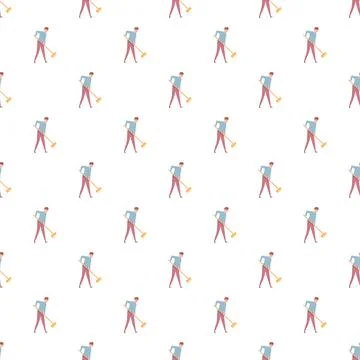 Repeating cleaning man with mop pattern Stock Illustration