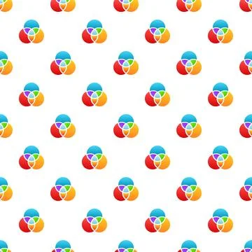 Repeating color mixing circles pattern on white background 库存插图
