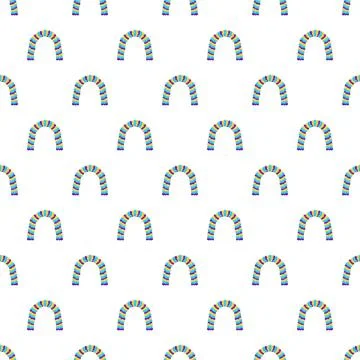 Repeating colorful balloon arch pattern on white background 스톡 일러스트