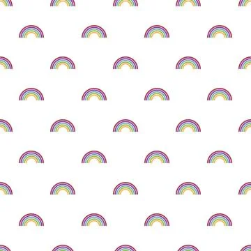 Repeating colorful rainbow arc pattern on white background Ilustración de archivo