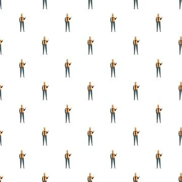 Repeating construction worker pattern wearing safety vest Stock Illustration