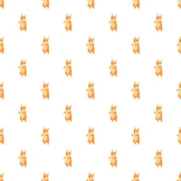 Repeating corgi dog character standing on hind legs pattern Stock Illustration