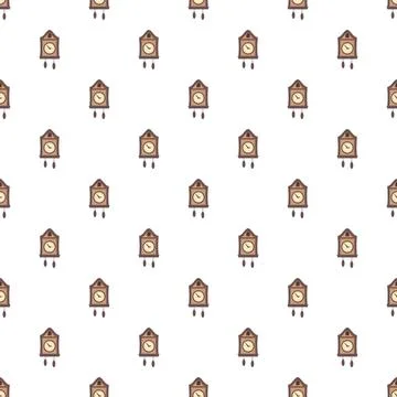 Repeating cuckoo clocks pattern on white background Stock Illustration