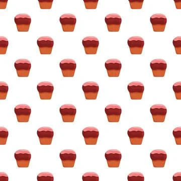 Repeating cupcake pattern creating sweet food background Stock Illustration