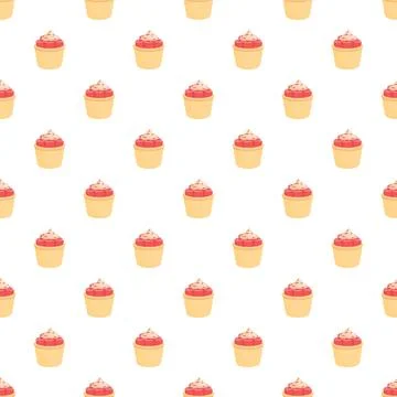 Repeating cupcake pattern with pink cream dessert design 스톡 일러스트