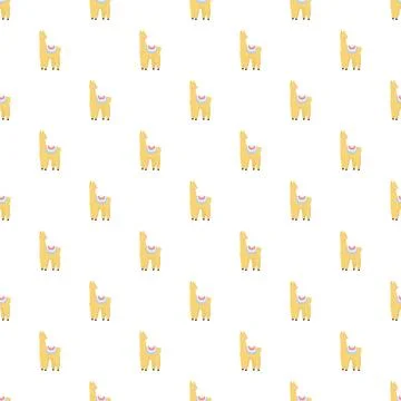 Repeating cute alpaca pattern on white background Illustrazione stock