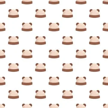 Repeating cute baby hat with bear ears pattern Stock Illustration
