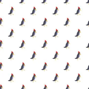 Repeating cute black bird cartoon seamless pattern Illustrazione stock