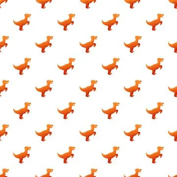 Repeating cute orange dinosaur pattern background Stock Illustration