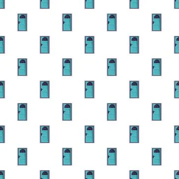 Repeating cyan house doors creating seamless pattern Stock Illustration