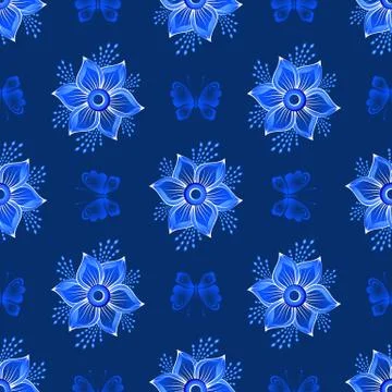 Repeating dark blue vintage pattern Stock Illustration