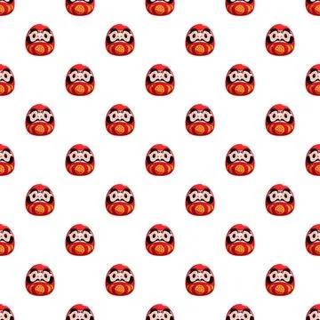 Repeating daruma doll pattern symbolizing japanese tradition and good luck Stock Illustration