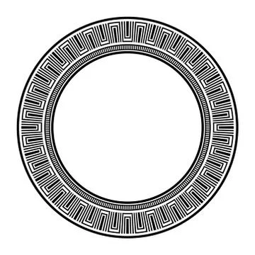 Repeating design, greek key pattern brush, circle maze frame, geometric symbols イラスト素材