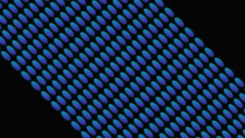 A repeating diagonal pattern of glowing blue ovals on a solid black backgroun Stock Footage 339619458