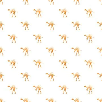 Repeating dinosaur skeleton pattern on white background Stock Illustration