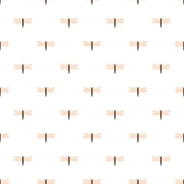 Repeating dragonfly insect pattern on white background Illustrazione stock