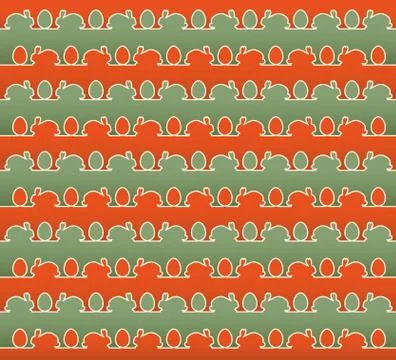 Repeating easter packing and background design with bunnies and eggs Stock Illustration
