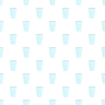 Repeating empty plastic water glasses cartoon pattern Stock Illustration