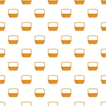 Repeating empty wicker basket pattern on white background 스톡 일러스트