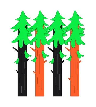 Repeating evergreen trees 2D cartoon object Stock Illustration