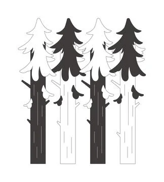 Repeating evergreen trees 2D line object Stock Illustration