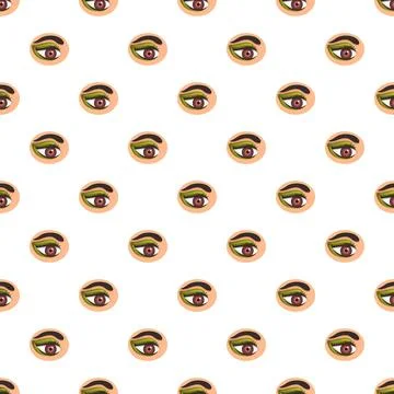 Repeating eye design with green eyeshadow pattern Stock Illustration