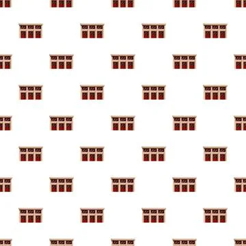 Repeating facade element pattern with triple red doors Stock Illustration