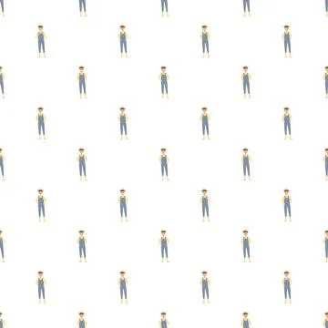 Repeating farmer pattern showing agriculture and rural life イラスト素材