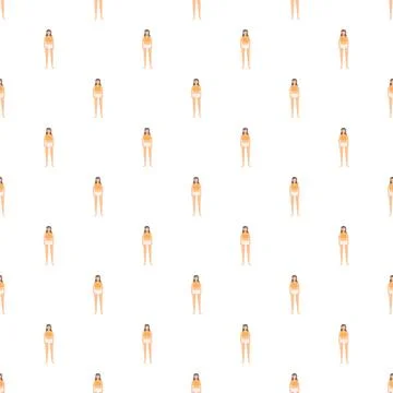 Repeating female character pattern on white background Stock Illustration