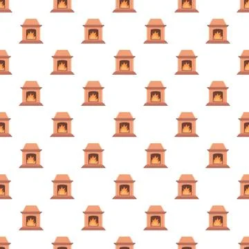 Repeating fireplace pattern creating a cozy background Illustrazione stock