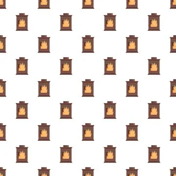 Repeating fireplace pattern creating warm cozy winter background Illustrazione stock